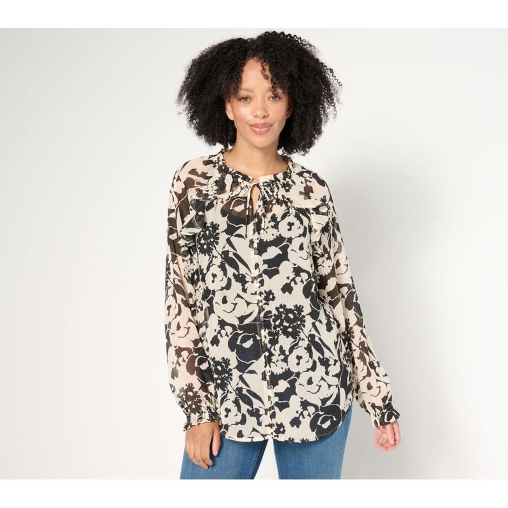 Turbie Twist Women's Top Plus Sz 2X Denim & Co. Signature Multi-colored